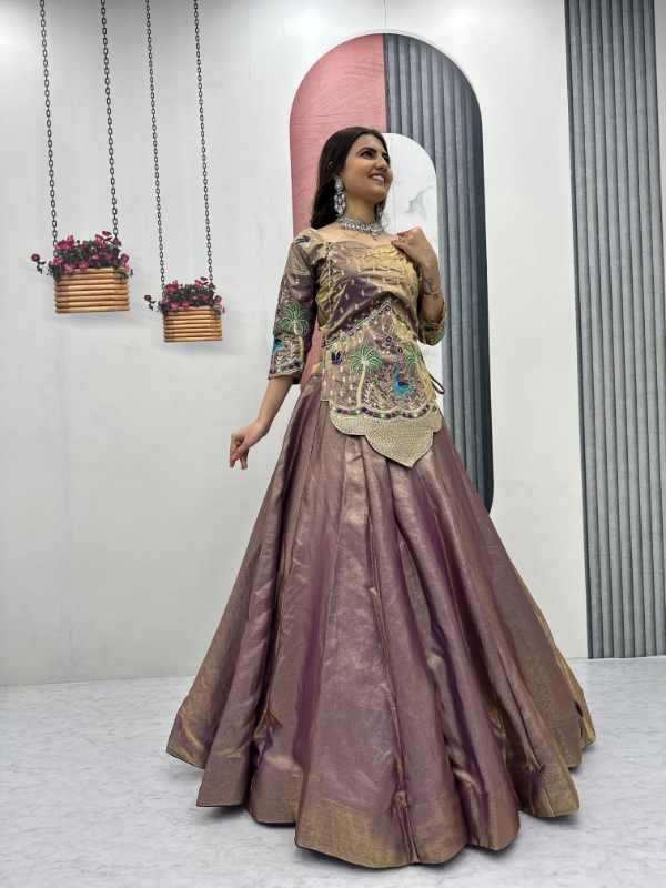 Satin Silk Embroidered Lehenga
