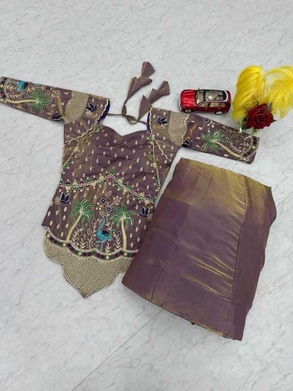 Satin Silk Embroidered Lehenga