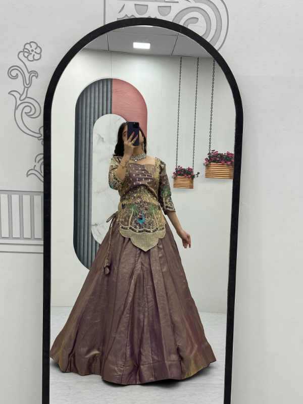Satin Silk Embroidered Lehenga