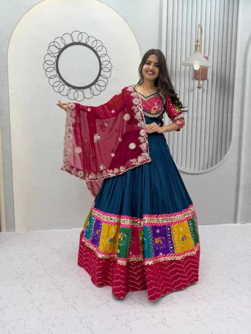 Pure Cotton Celebrity Lehenga in Deep Blue
