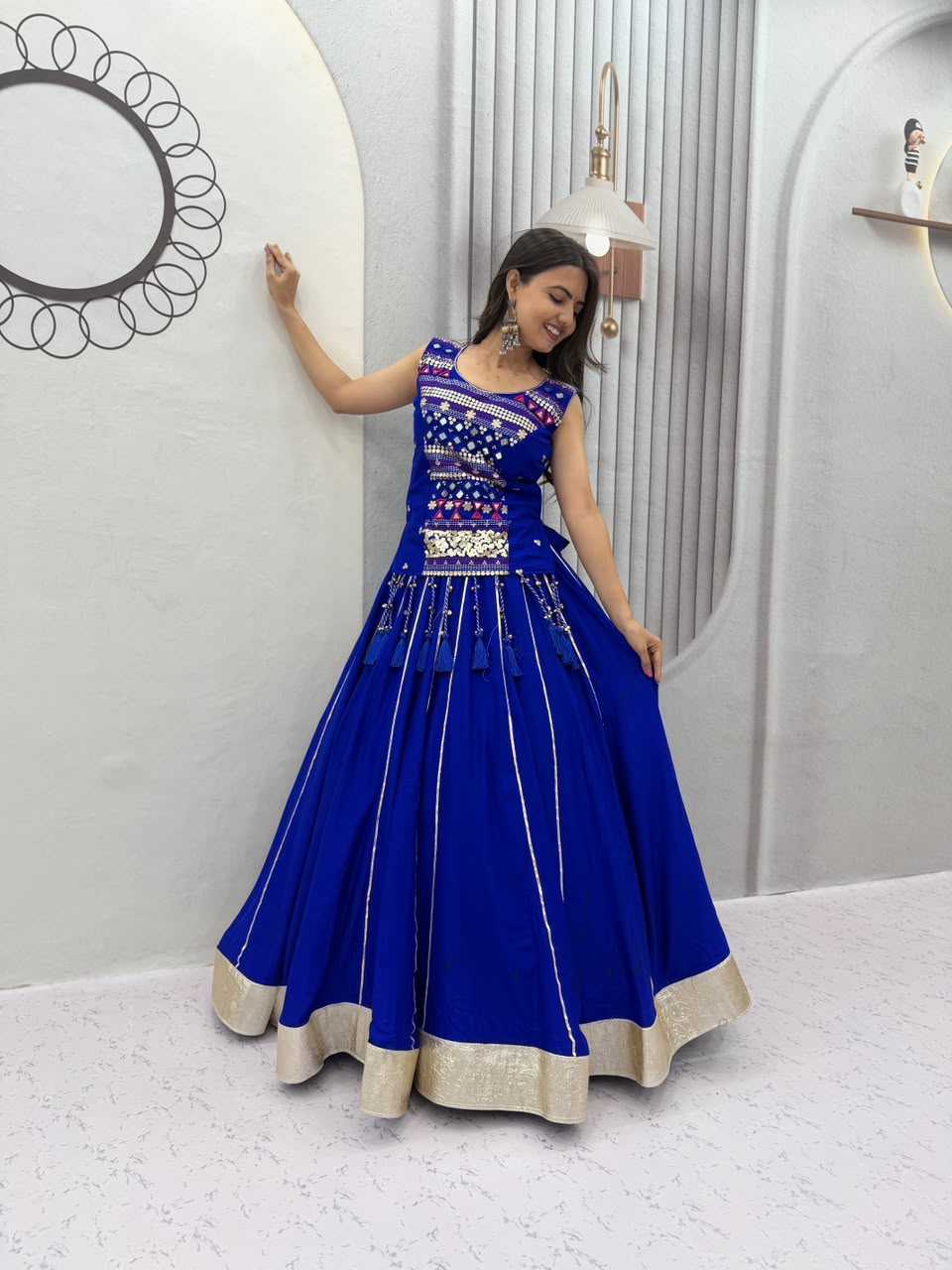 Pure Cotton Designer Lehenga in Blue