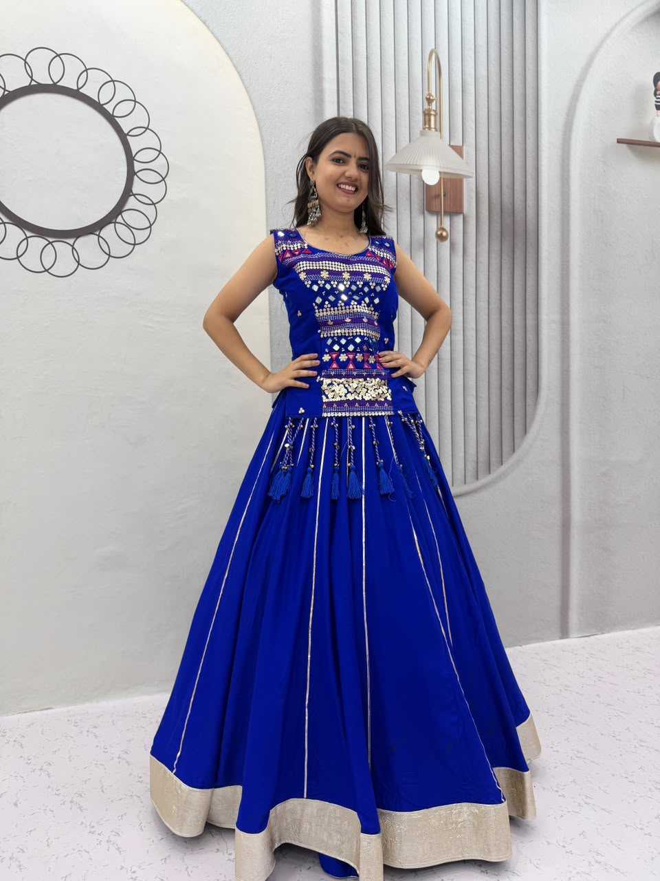 Pure Cotton Designer Lehenga in Blue