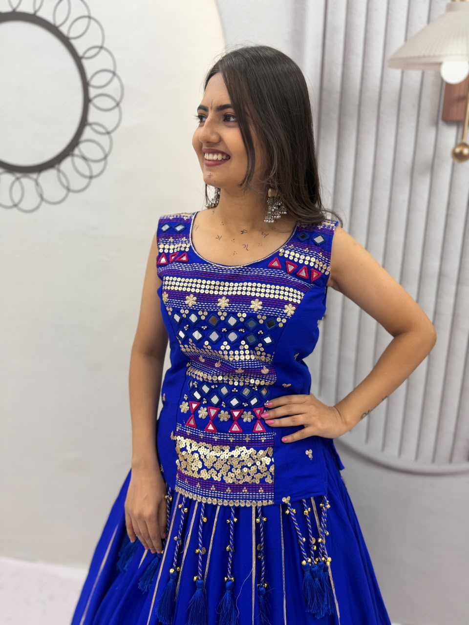 Pure Cotton Designer Lehenga in Blue