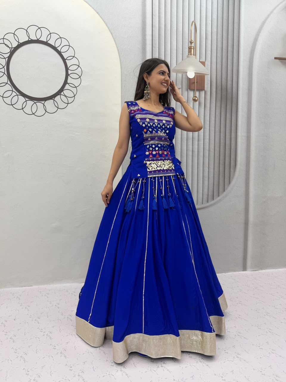 Pure Cotton Designer Lehenga in Blue