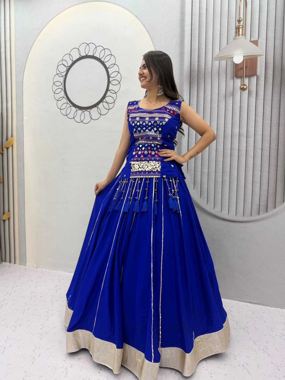 Pure Cotton Designer Lehenga in Blue
