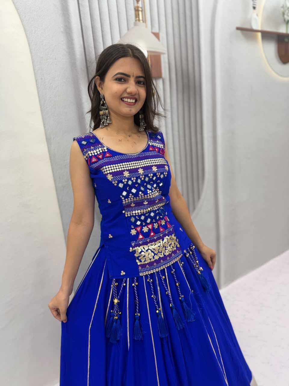 Pure Cotton Designer Lehenga in Blue