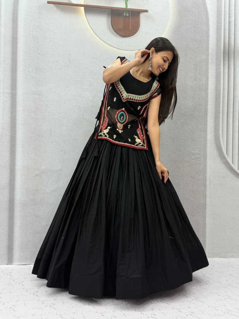 Khadi Cotton Embroidered Lehenga