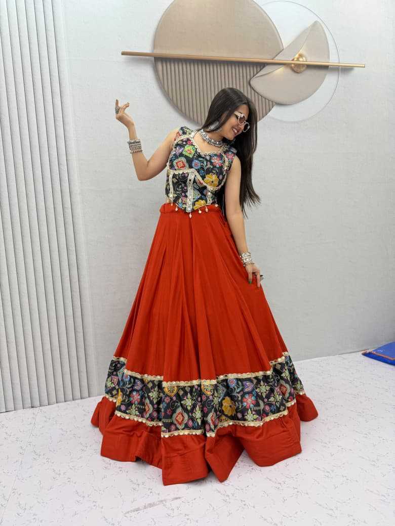 Silk Cotton Embroidered Lehenga