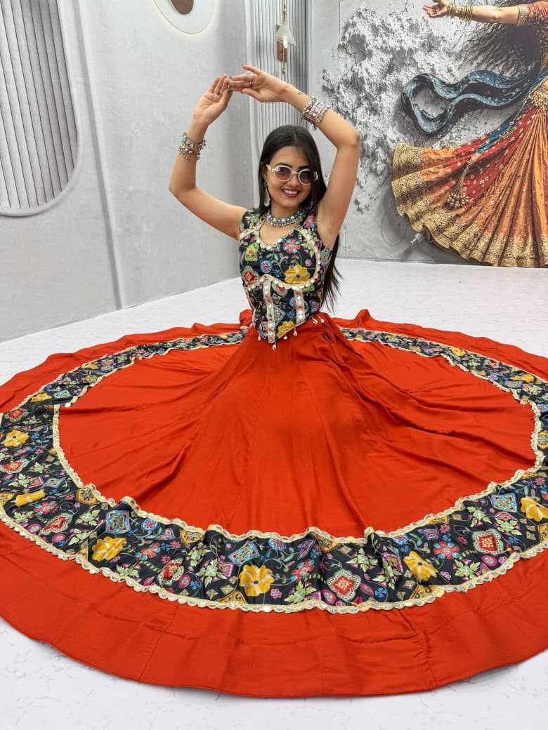 Silk Cotton Embroidered Lehenga