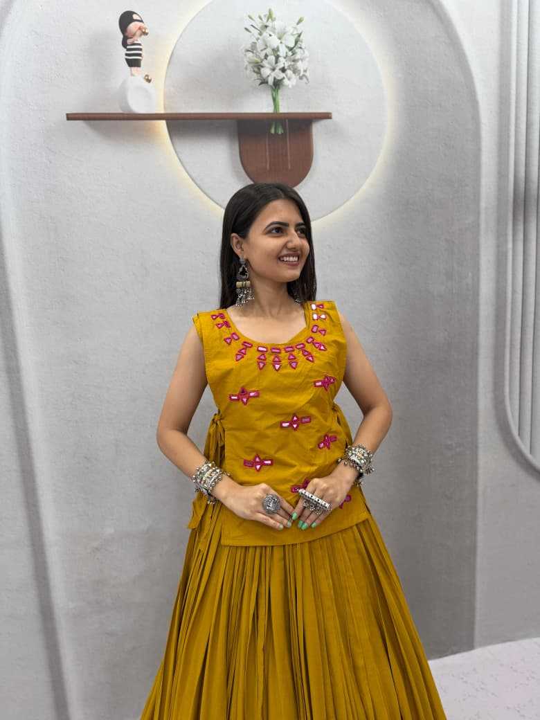 Cotton Traditional Lehenga in Mustard