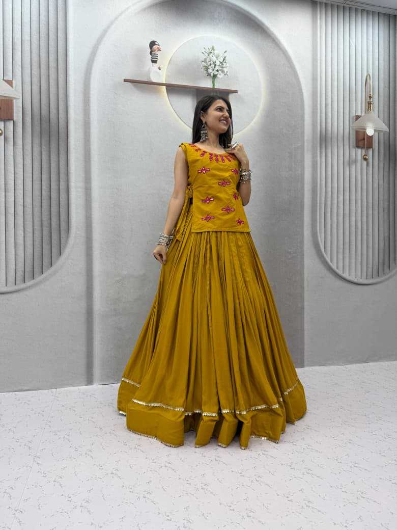 Cotton Traditional Lehenga in Mustard