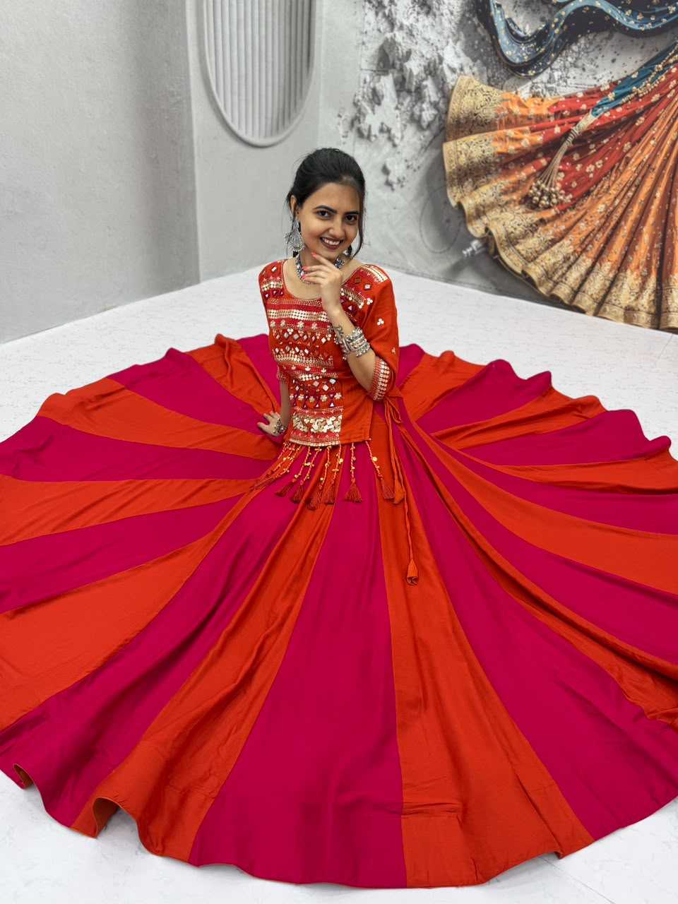 Pure Cotton Traditional Lehenga in Red