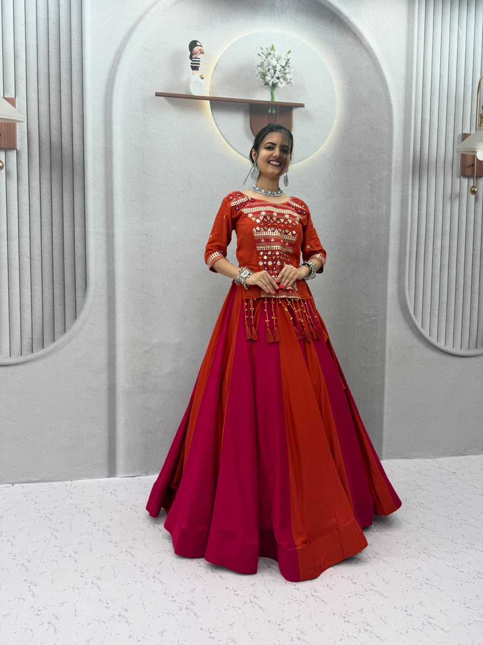 Pure Cotton Traditional Lehenga in Red