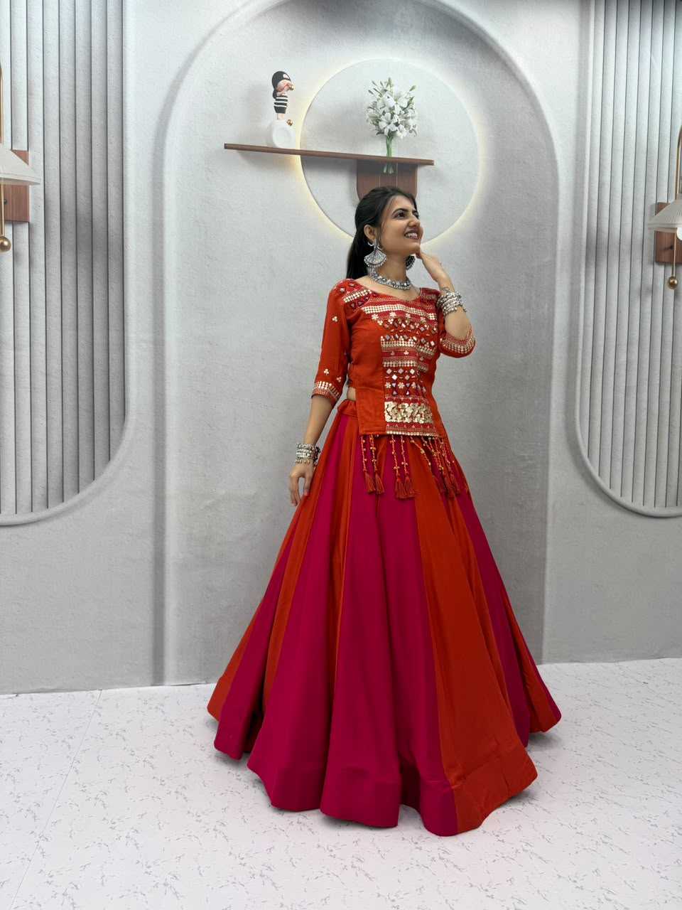 Pure Cotton Traditional Lehenga in Red