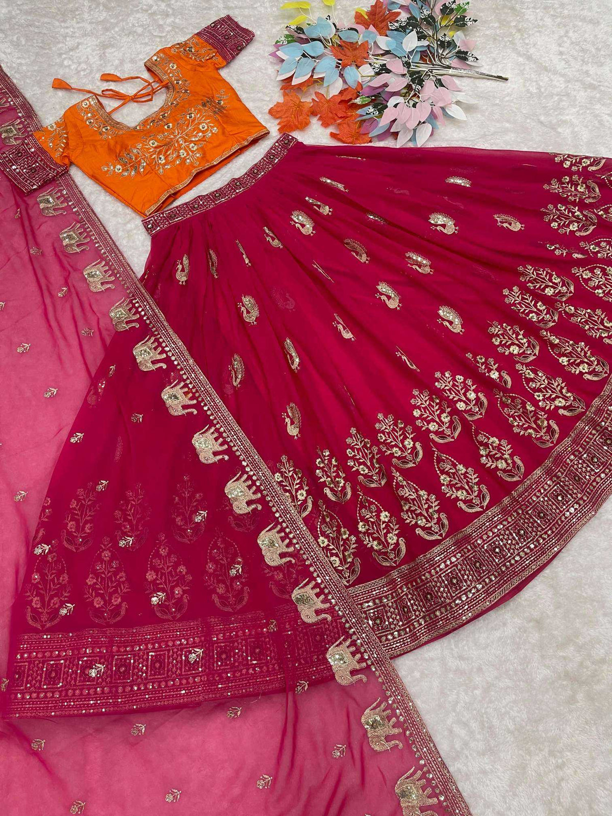 Faux Georgette Embroidered Lehenga 008