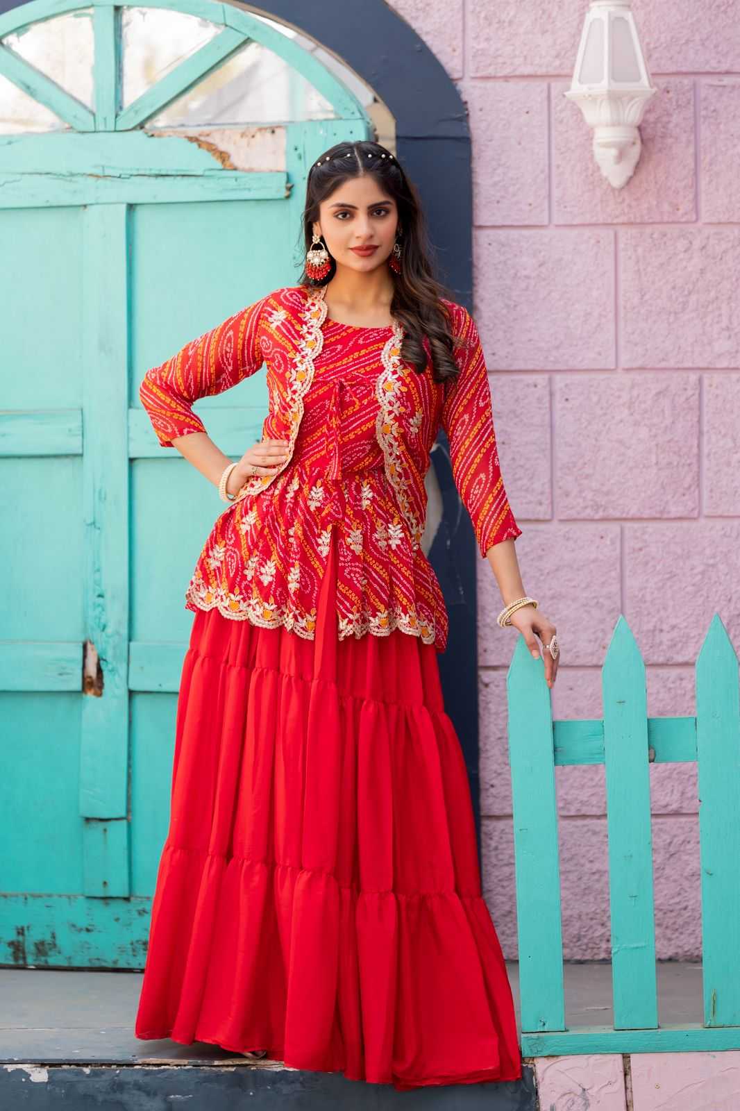 Fancy Designer Lehenga in Rani