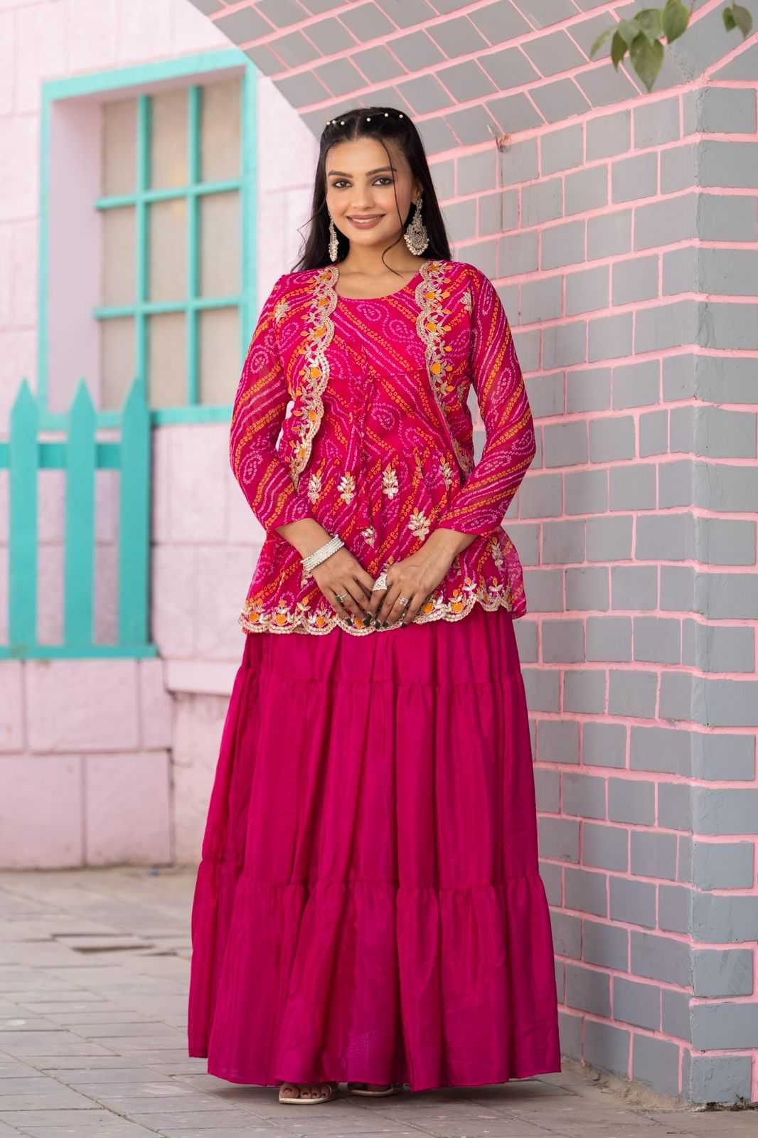 Fancy Designer Lehenga in Rani