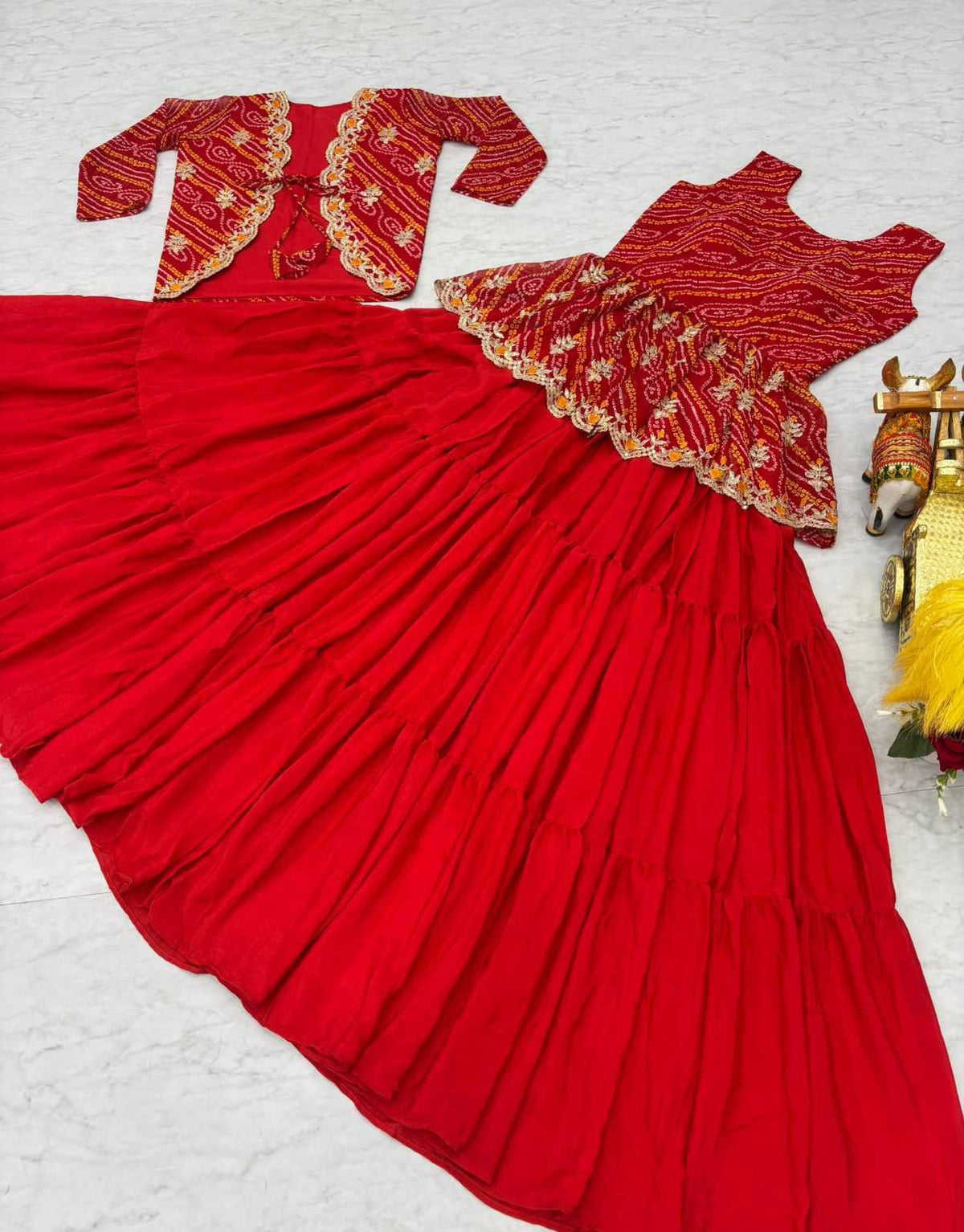 Fancy Designer Lehenga in Rani