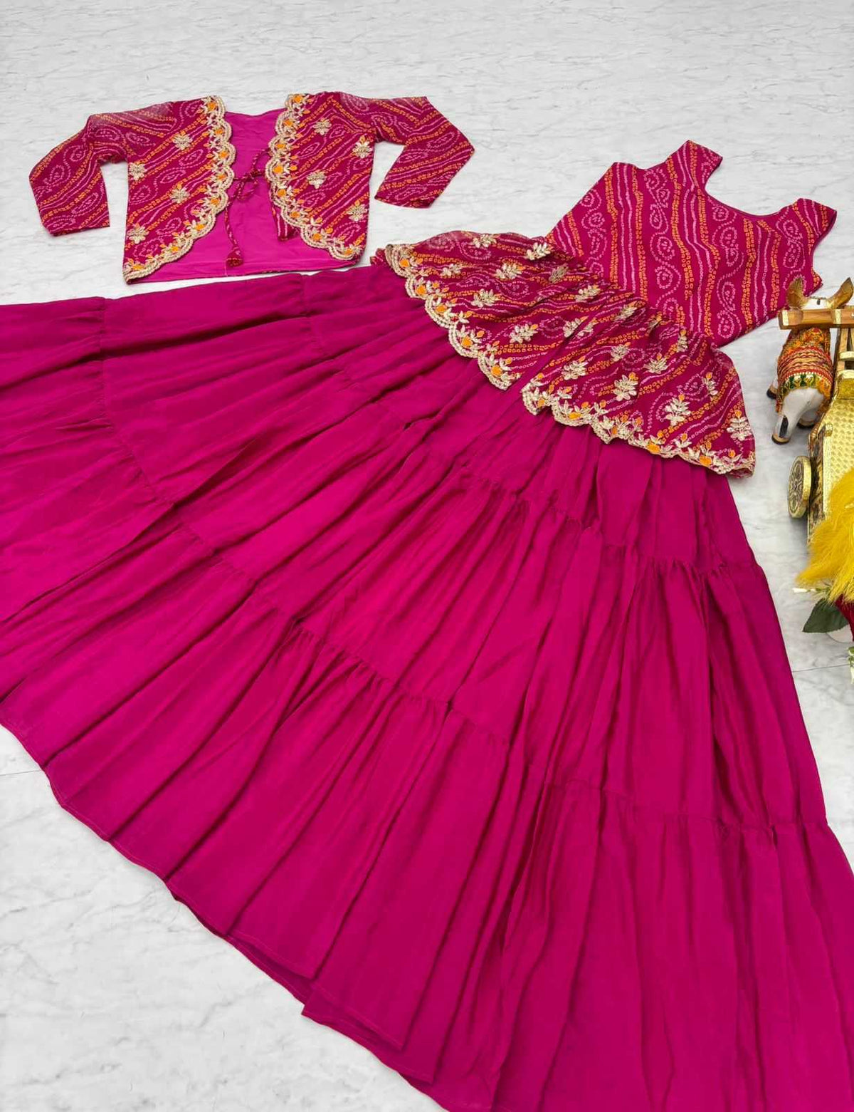 Fancy Designer Lehenga in Rani