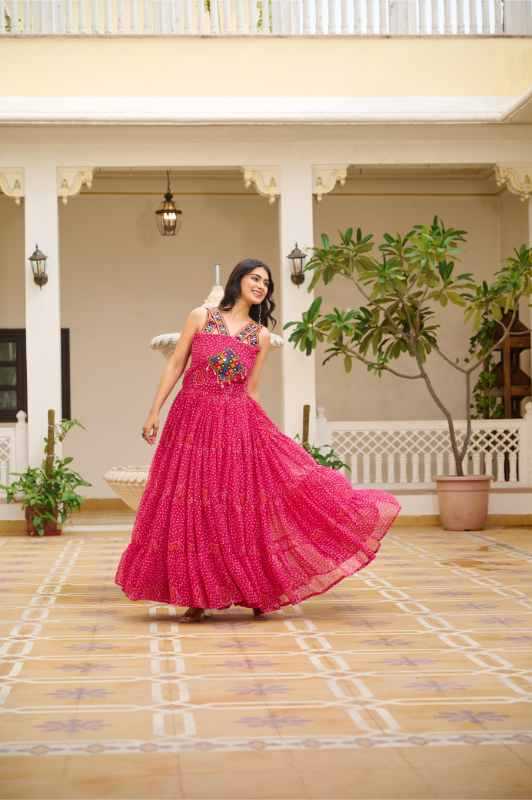 Georgette Embroidered Gown