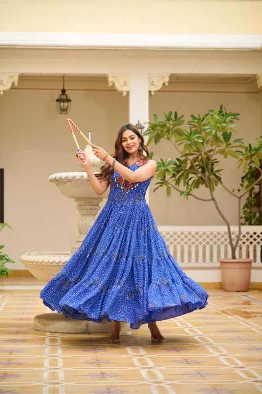 Georgette Printed Gown in Pink