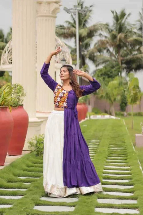 Pure Cotton Traditional Lehenga in Purple