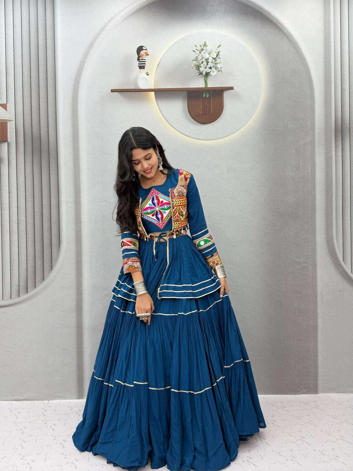 Cotton Traditional Lehenga in Morpich