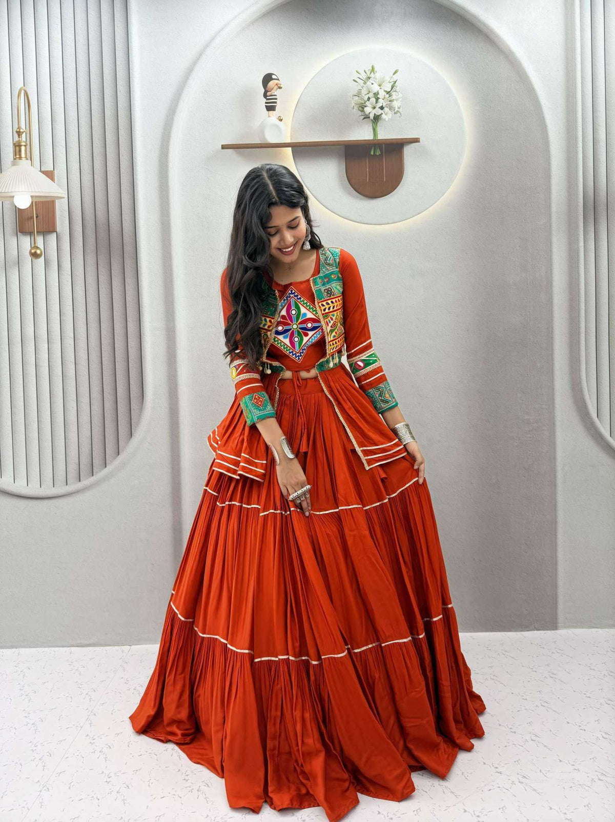 Cotton Traditional Lehenga in Wine