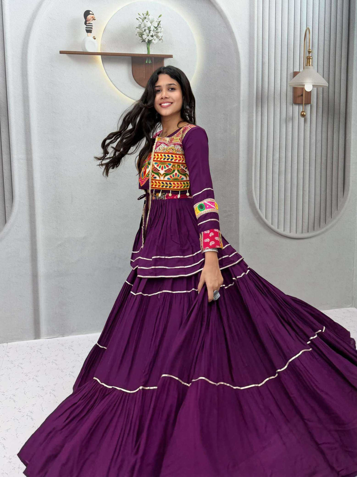 Cotton Traditional Lehenga in Morpich