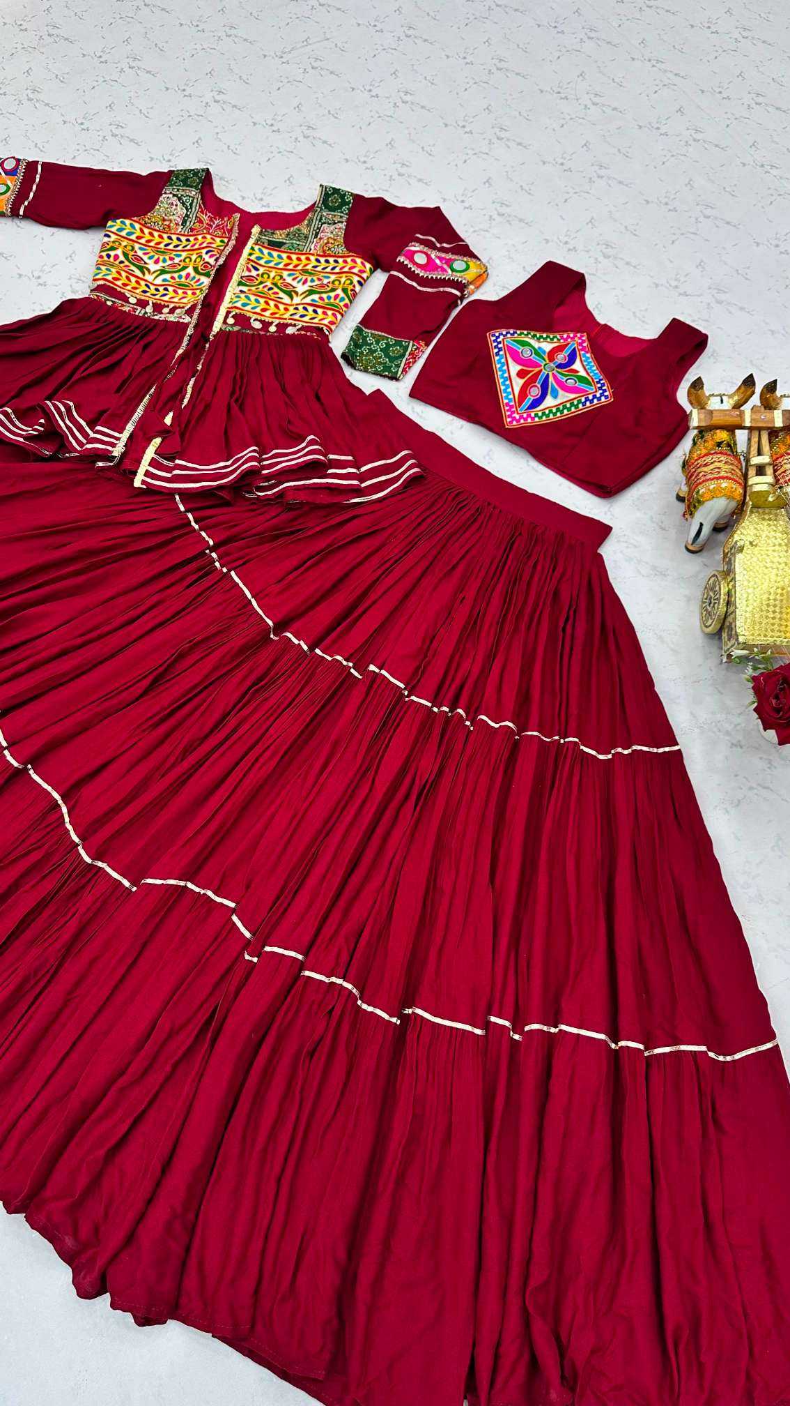Cotton Traditional Lehenga in Wine