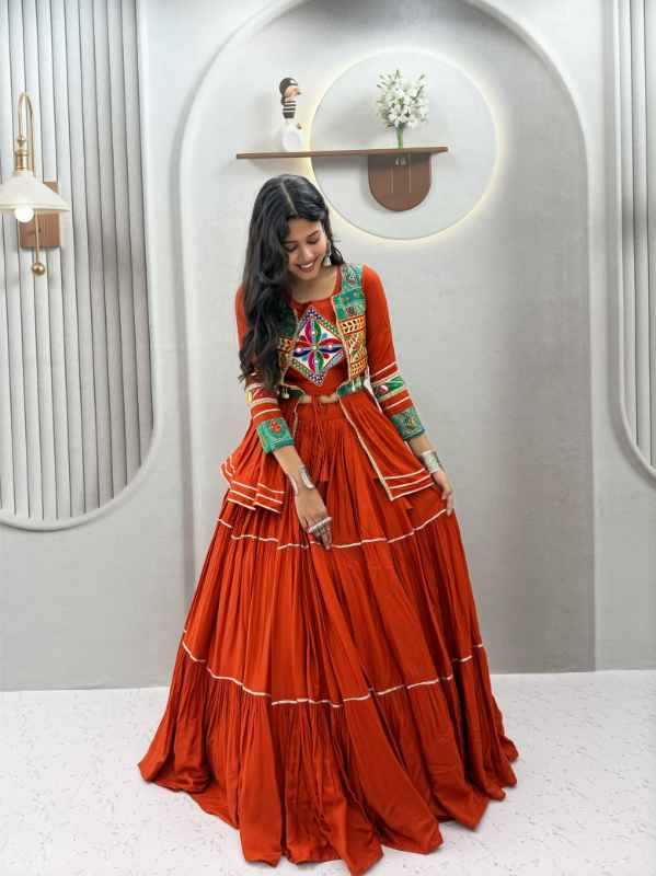 Pure Cotton Designer Lehenga in Red