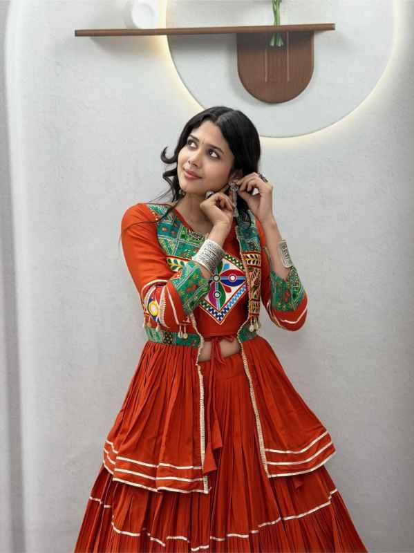 Pure Cotton Designer Lehenga in Red