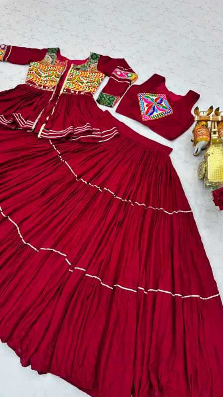 Pure Cotton Designer Lehenga in Red