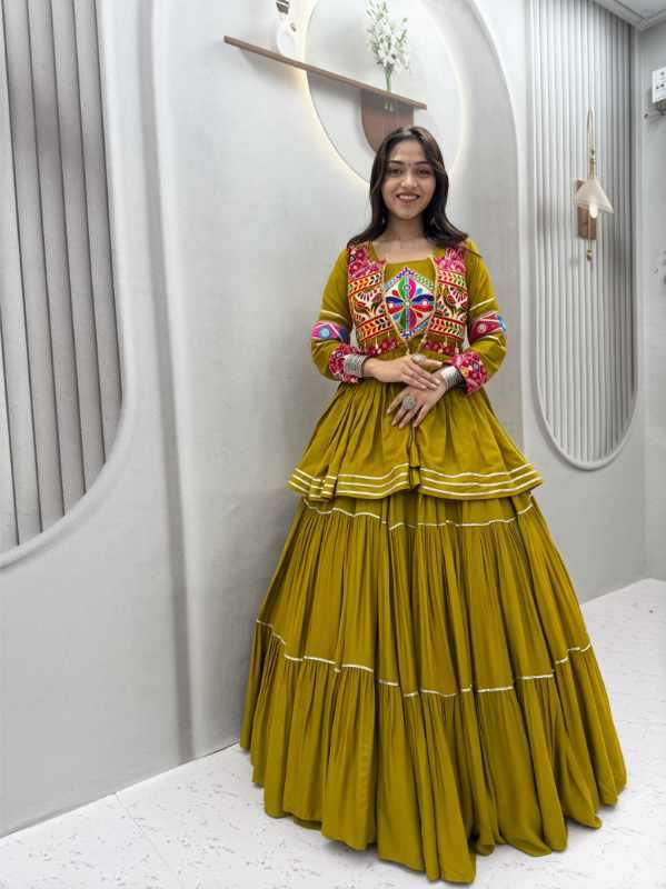 Pure Cotton Designer Lehenga Choli in Mustard