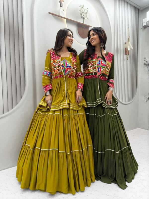 Pure Cotton Designer Lehenga Choli in Mustard
