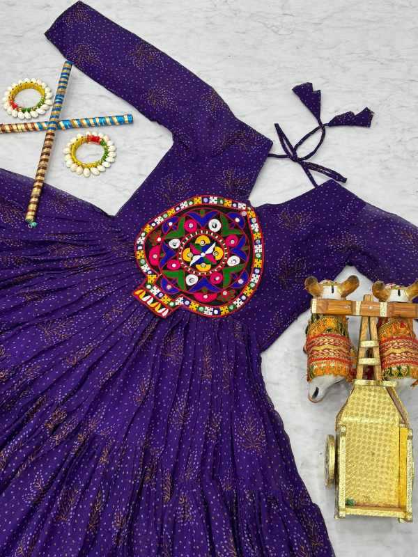 Faux Georgette Party Gown in Purple