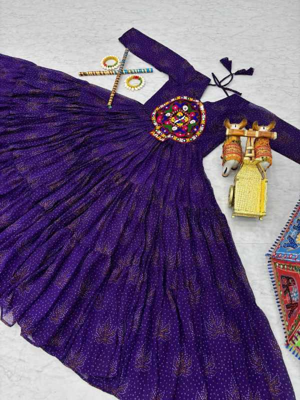 Faux Georgette Party Gown in Purple