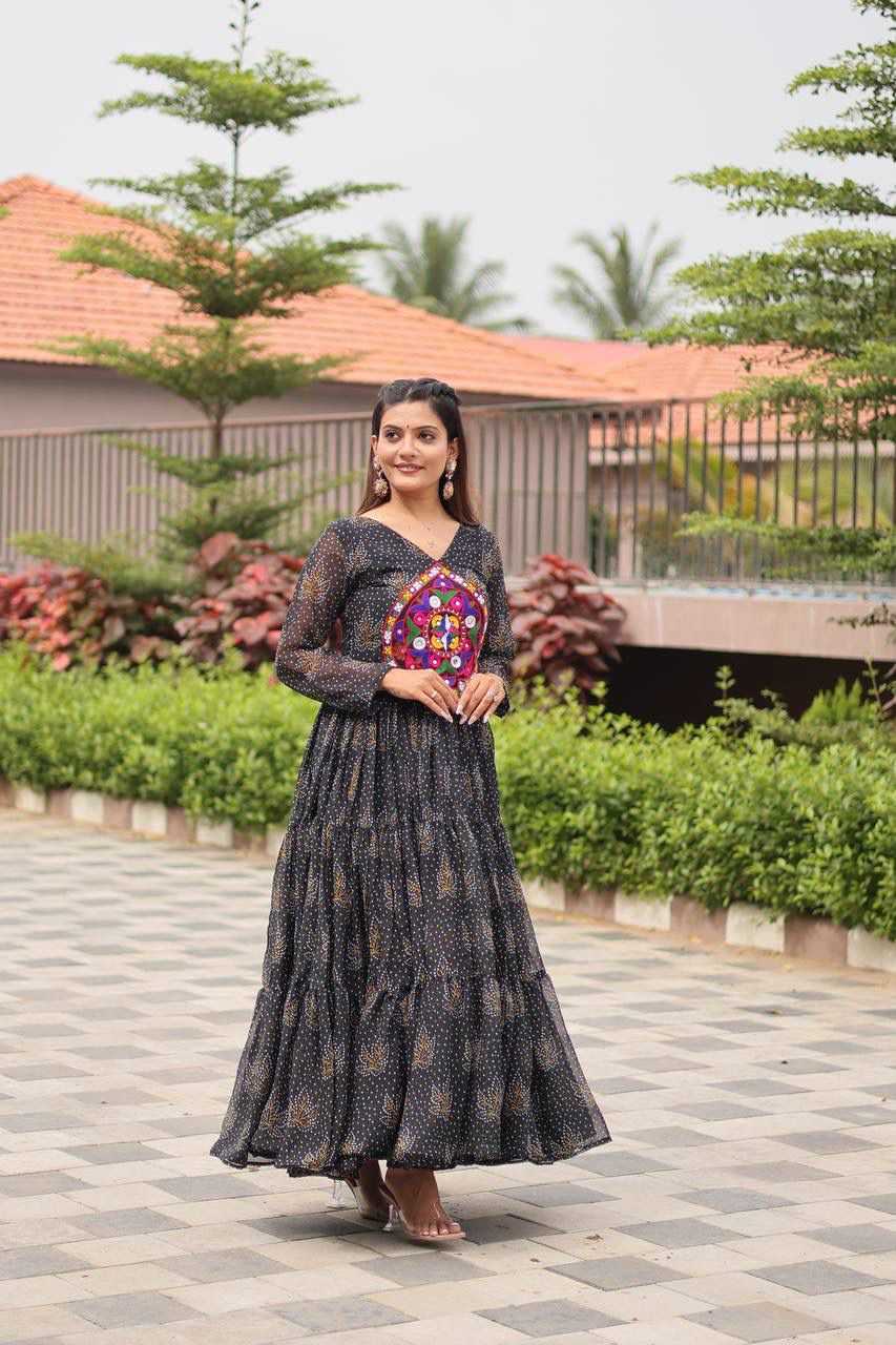 Faux Georgette Party Gown