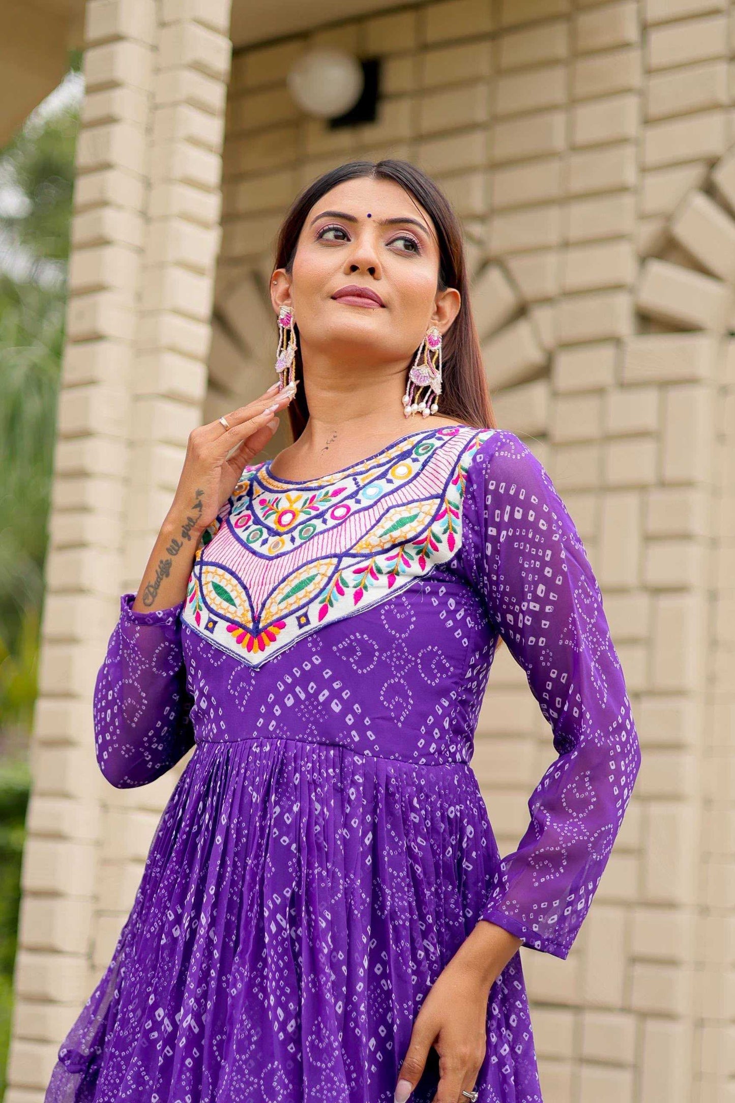 Faux Georgette Embroidery Gown