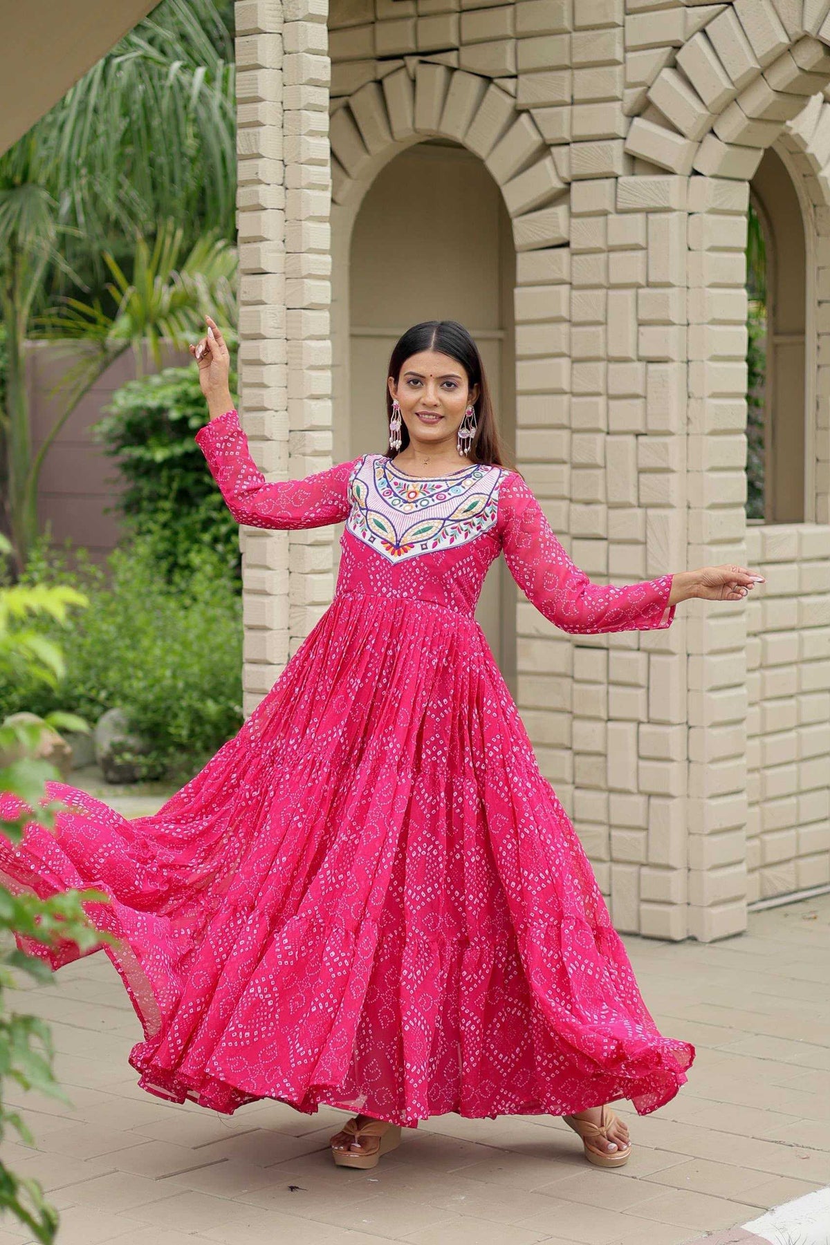 Faux Georgette Embroidery Gown