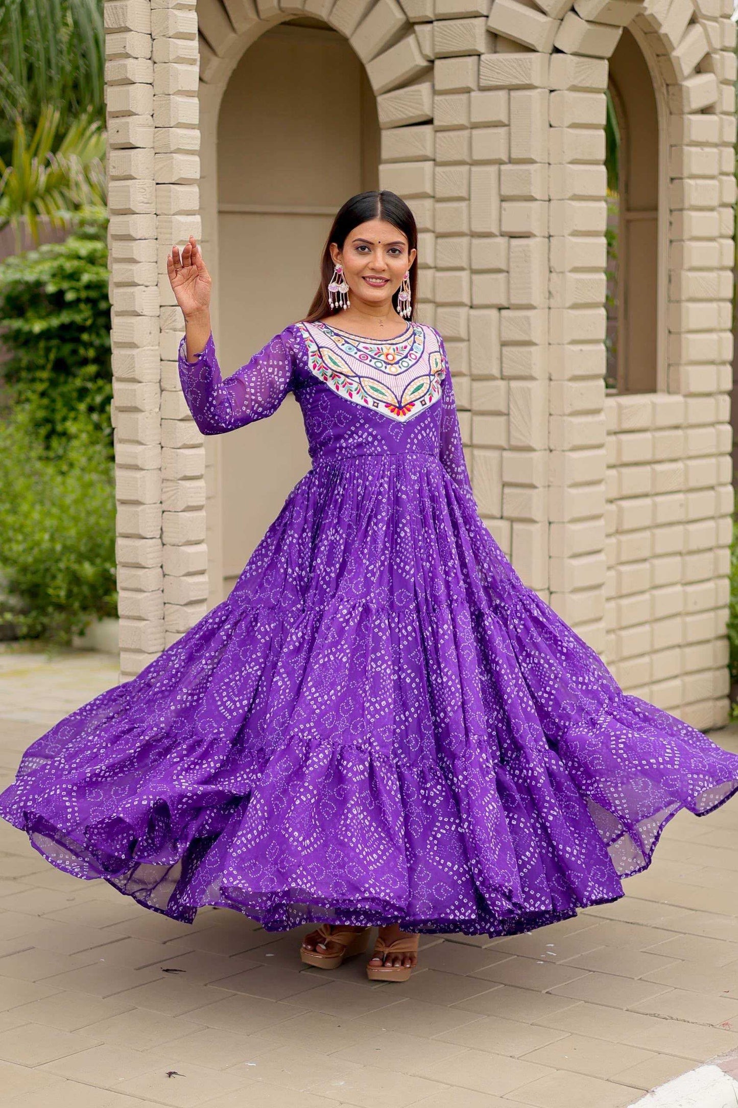 Faux Georgette Embroidery Gown