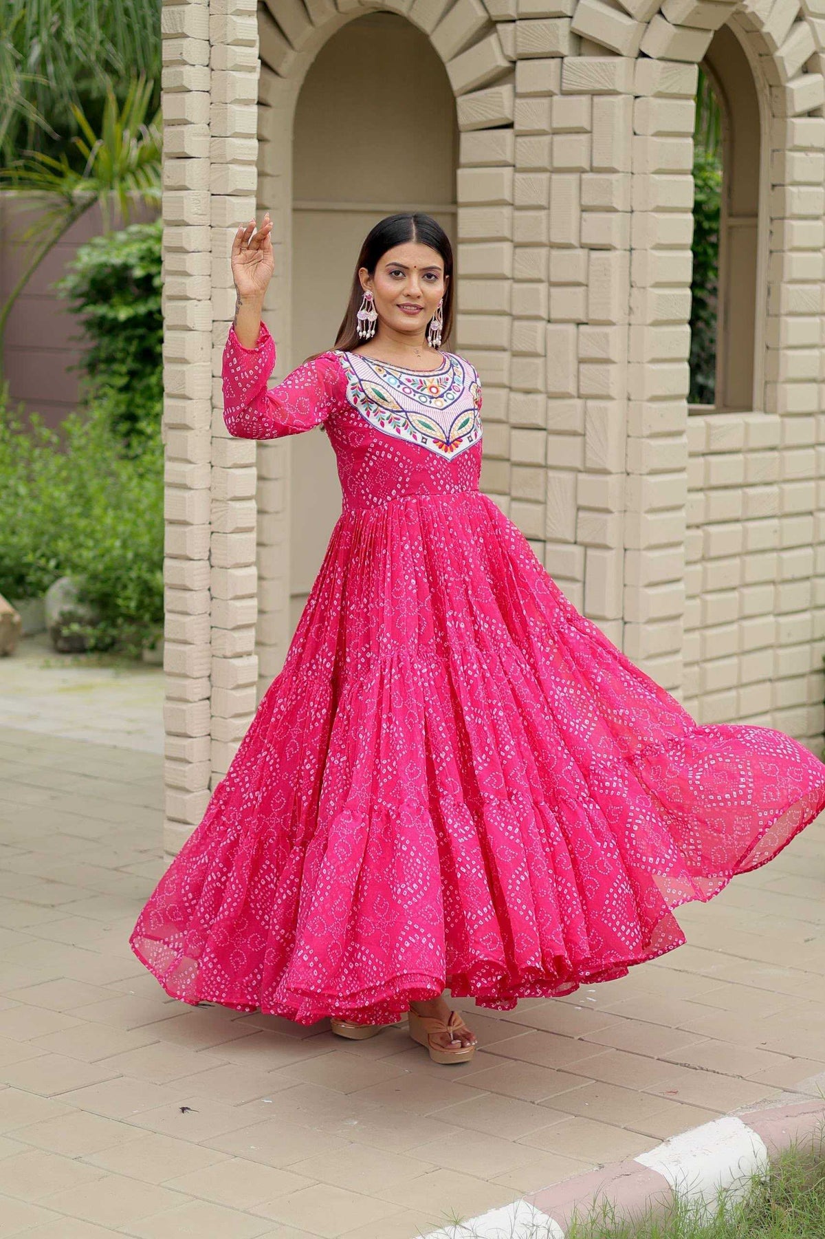 Faux Georgette Embroidery Gown