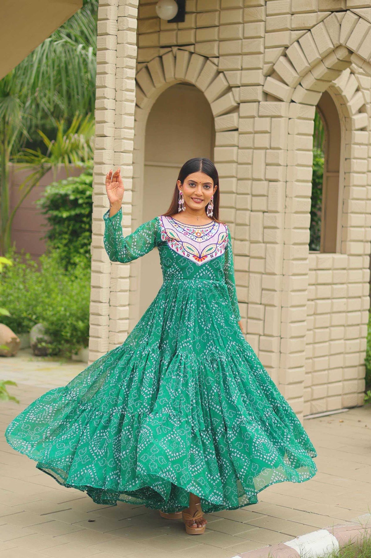 Faux Georgette Embroidery Gown