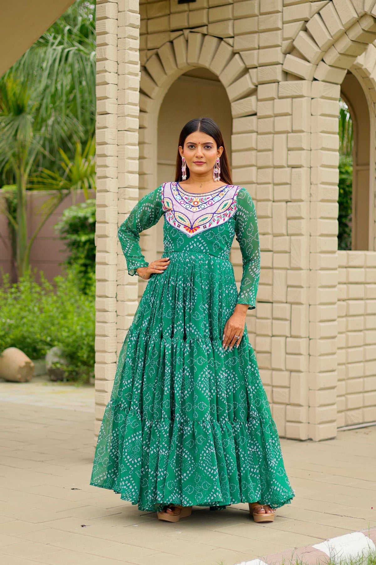 Faux Georgette Embroidery Gown