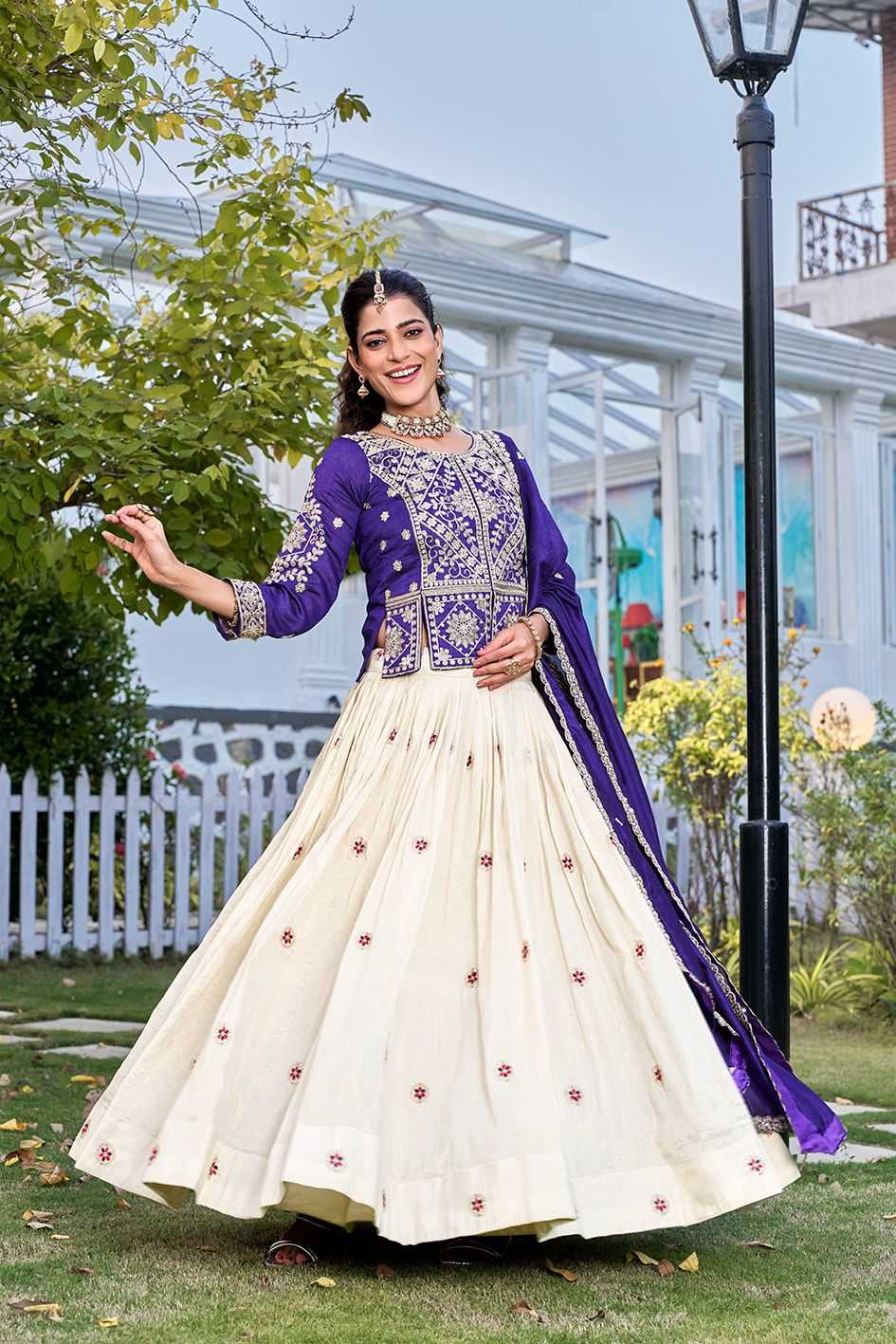 Vichitra Silk Designer Lehenga in Purple