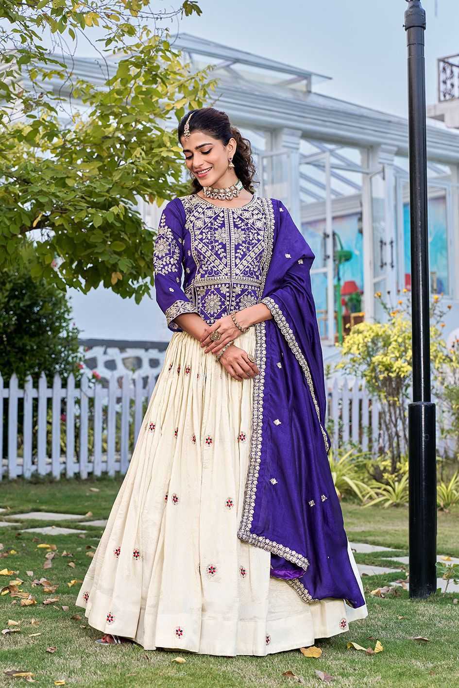 Vichitra Silk Designer Lehenga in Purple