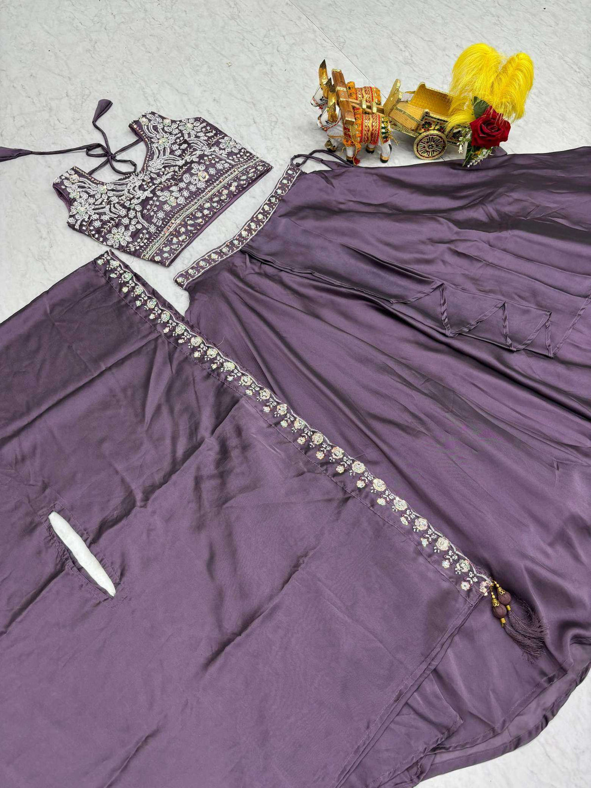 Rangoli Silk Lehenga in Lavender