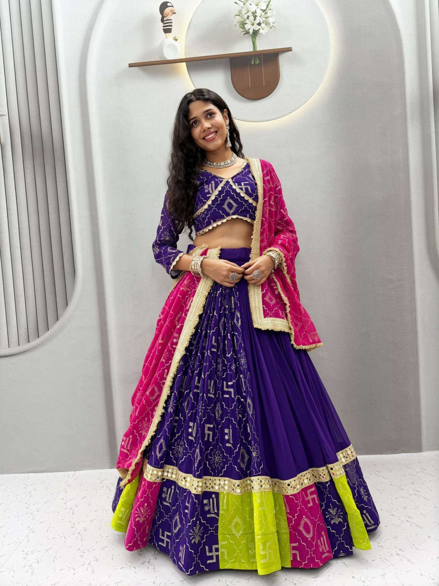 Faux Georgette Embroidered Lehenga