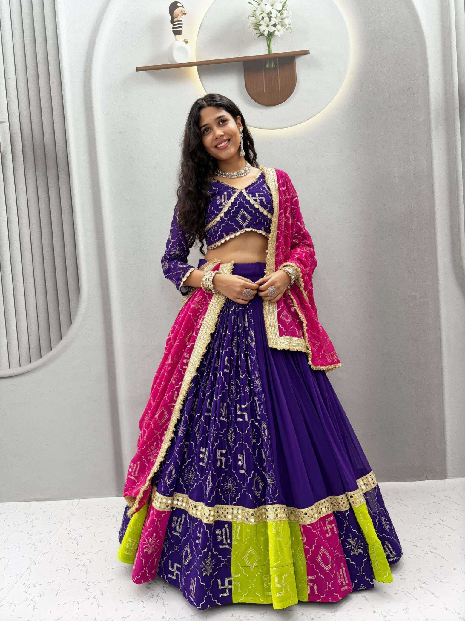 Faux Georgette Embroidered Lehenga