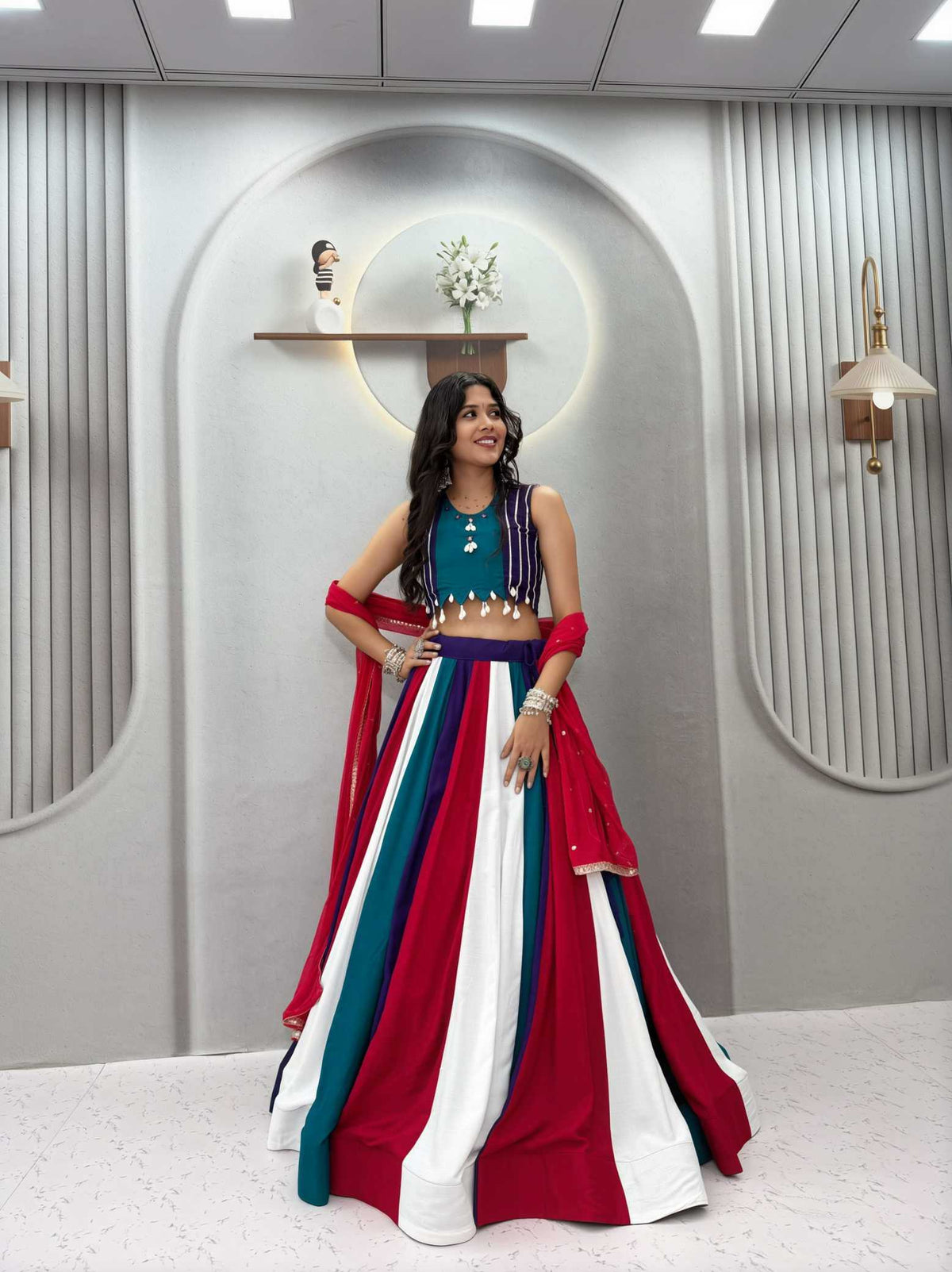 Cotton Mirror Work Lehenga 186